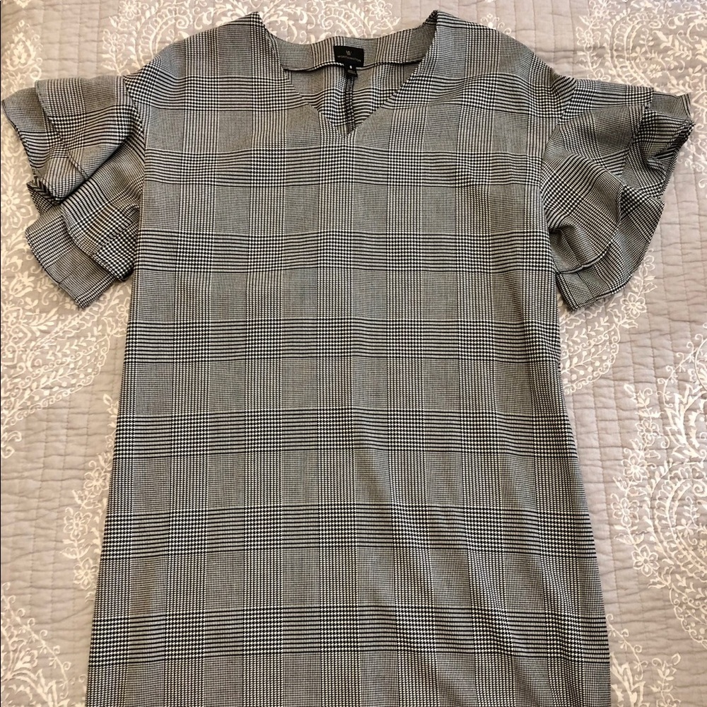 Worthington Ruffle Sleeve Glen Plaid Shift Dress - Picture 3 of 4